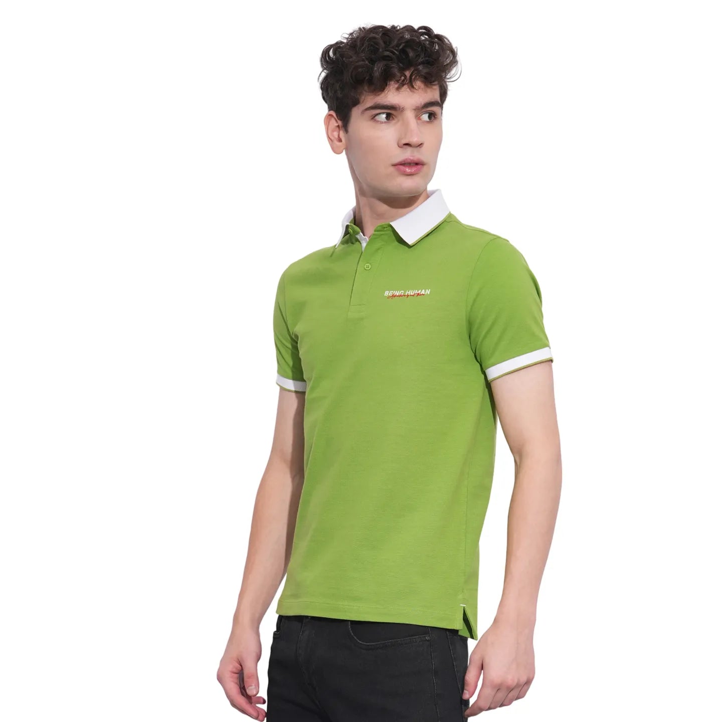 Being Human Clothing Mens-Top Polo Neck Green