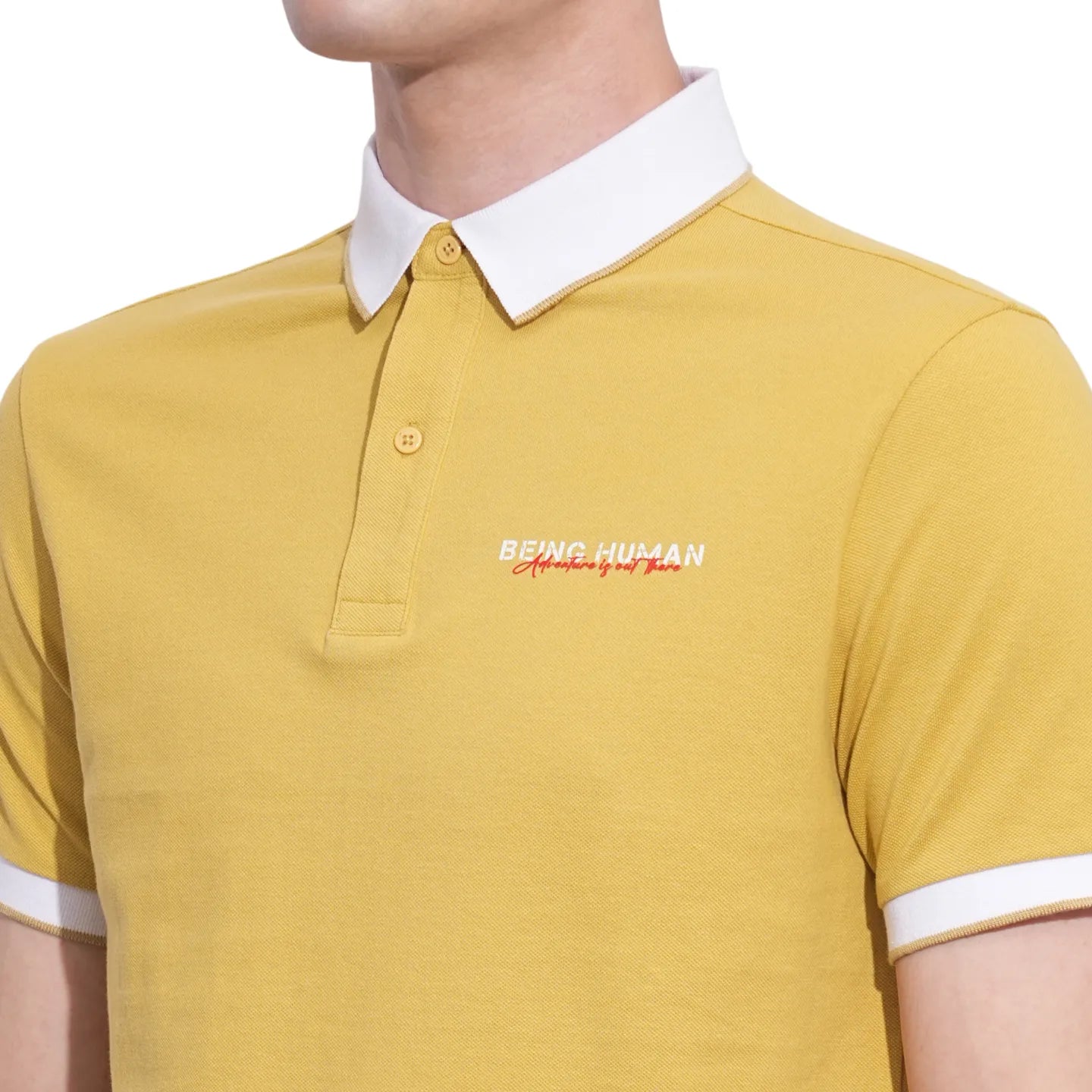 Being Human Clothing Mens-Top Polo Neck Khaki