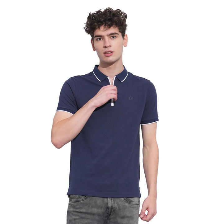 Navy Regular Fit Men's Polo T-Shirt by Being Human Clothing