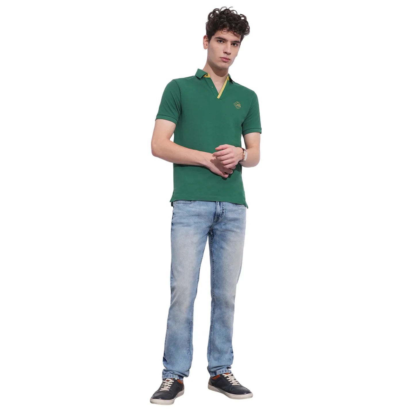 Green Regular Fit Men's Polo T-Shirt by Being Human Clothing