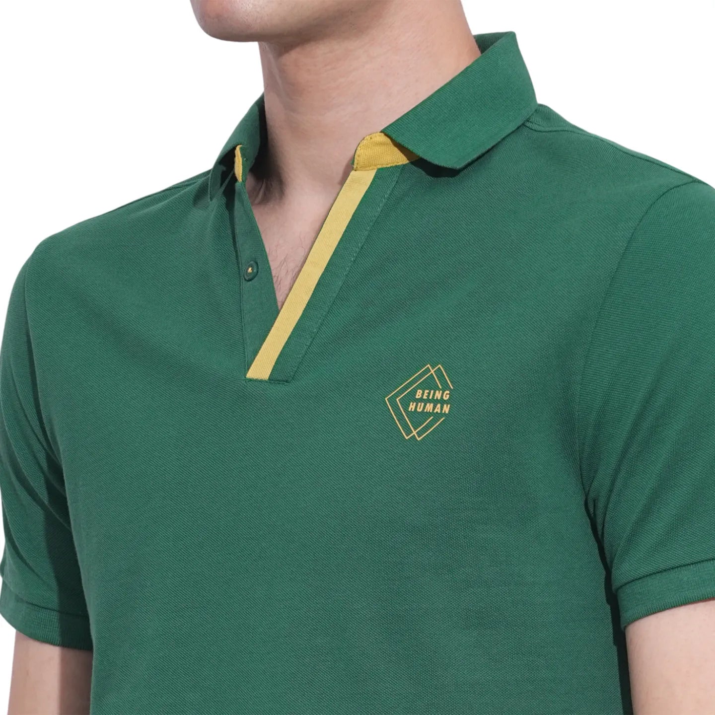 Green Regular Fit Men's Polo T-Shirt by Being Human Clothing