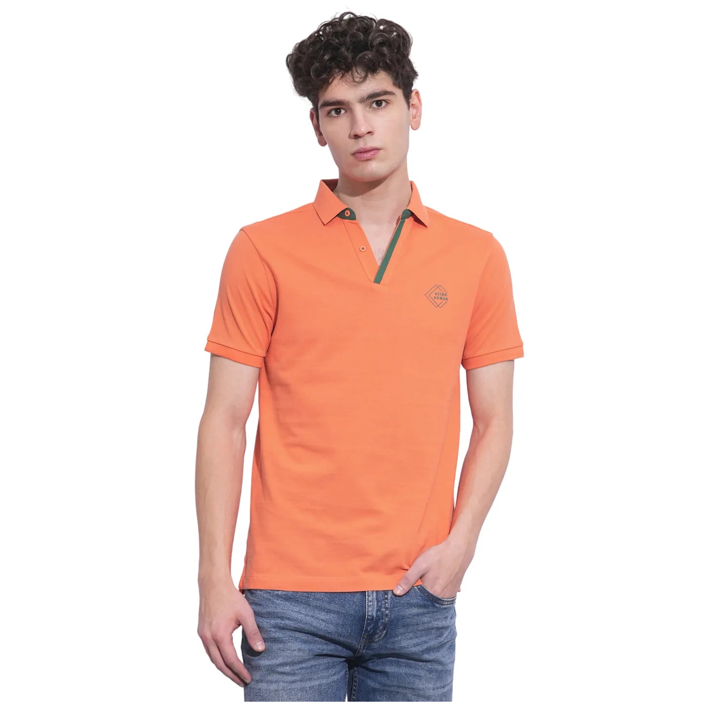 Orange Regular Fit Men's Polo T-Shirt by Being Human Clothing