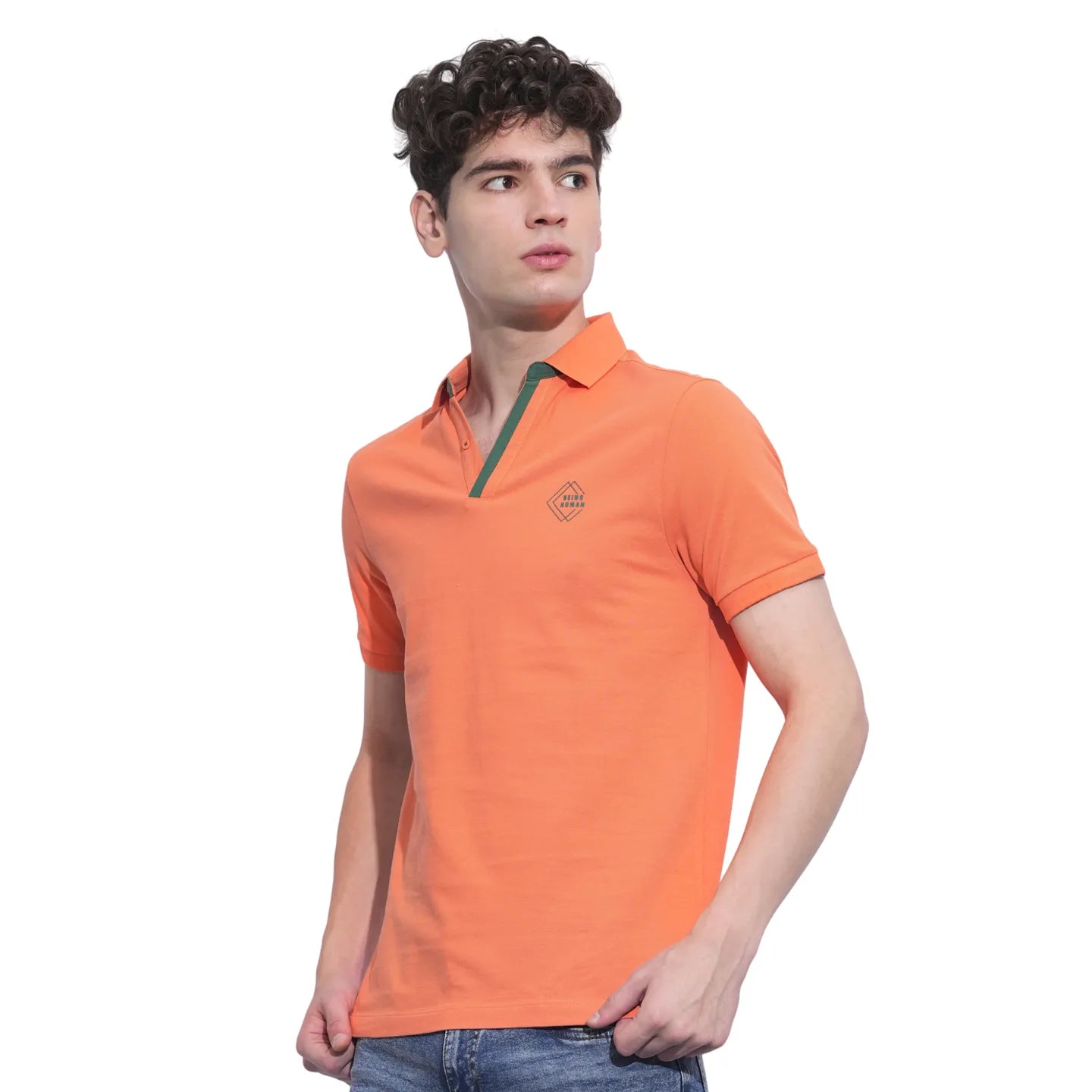 Orange Regular Fit Men's Polo T-Shirt by Being Human Clothing