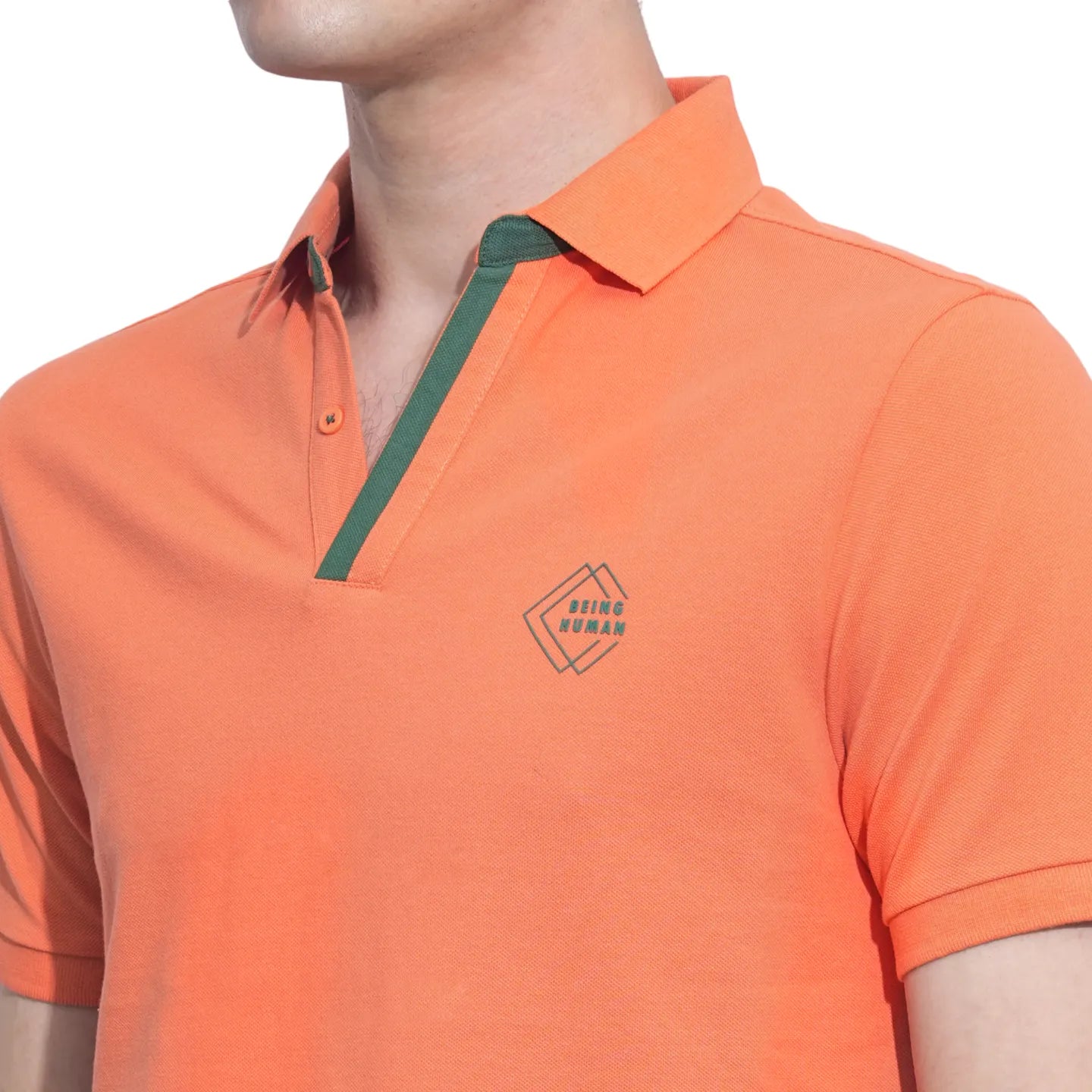 Orange Regular Fit Men's Polo T-Shirt by Being Human Clothing