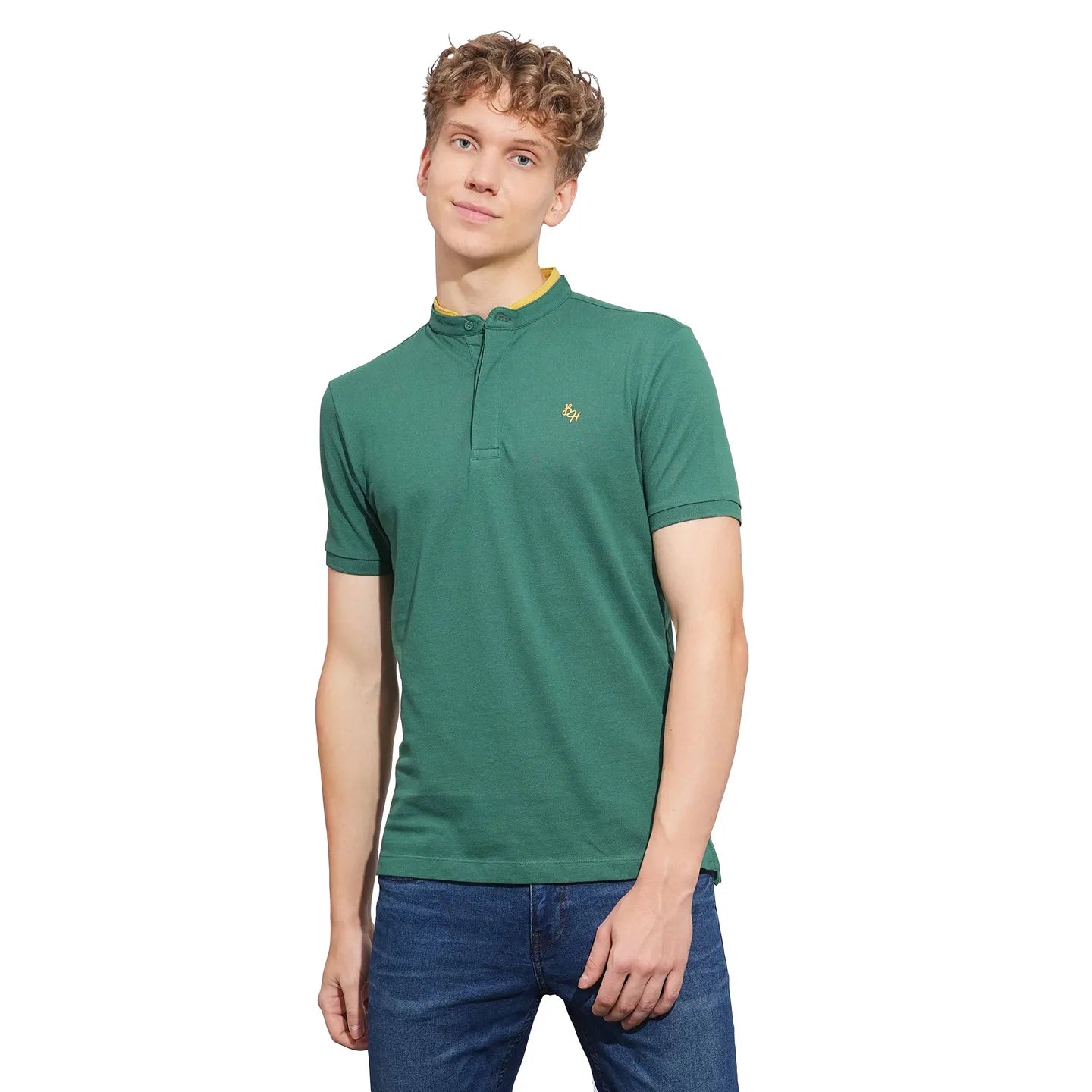 Green Regular Fit Men's Polo T-Shirt by Being Human Clothing