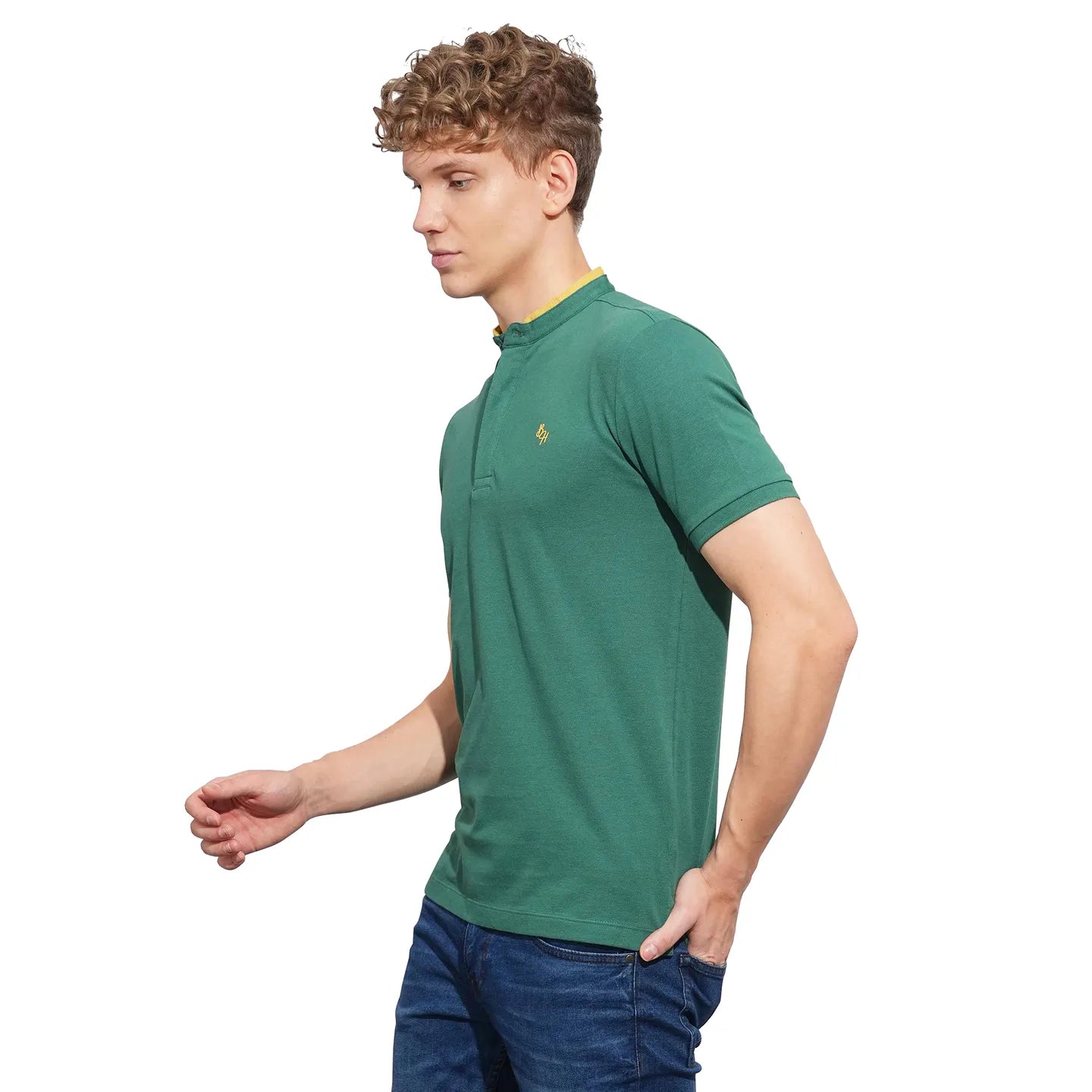 Green Regular Fit Men's Polo T-Shirt by Being Human Clothing