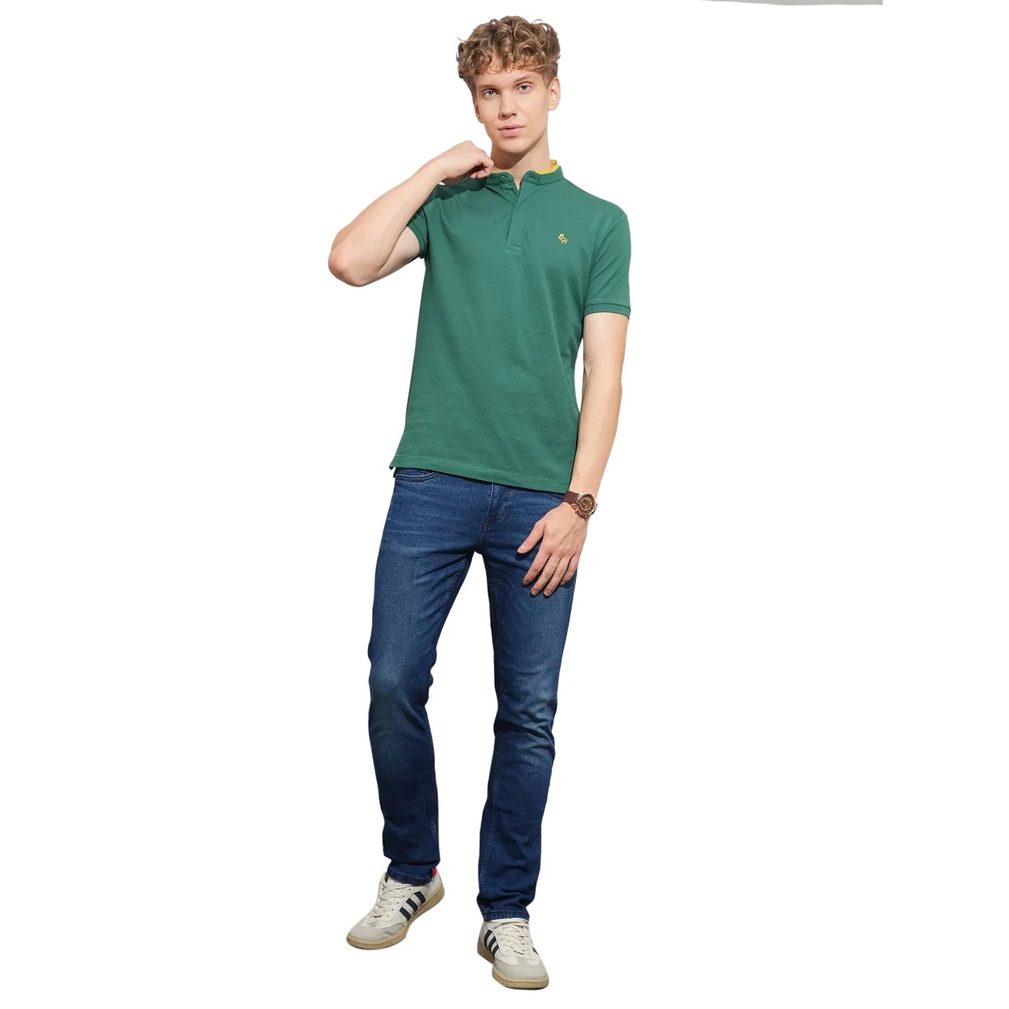 Green Regular Fit Men's Polo T-Shirt by Being Human Clothing