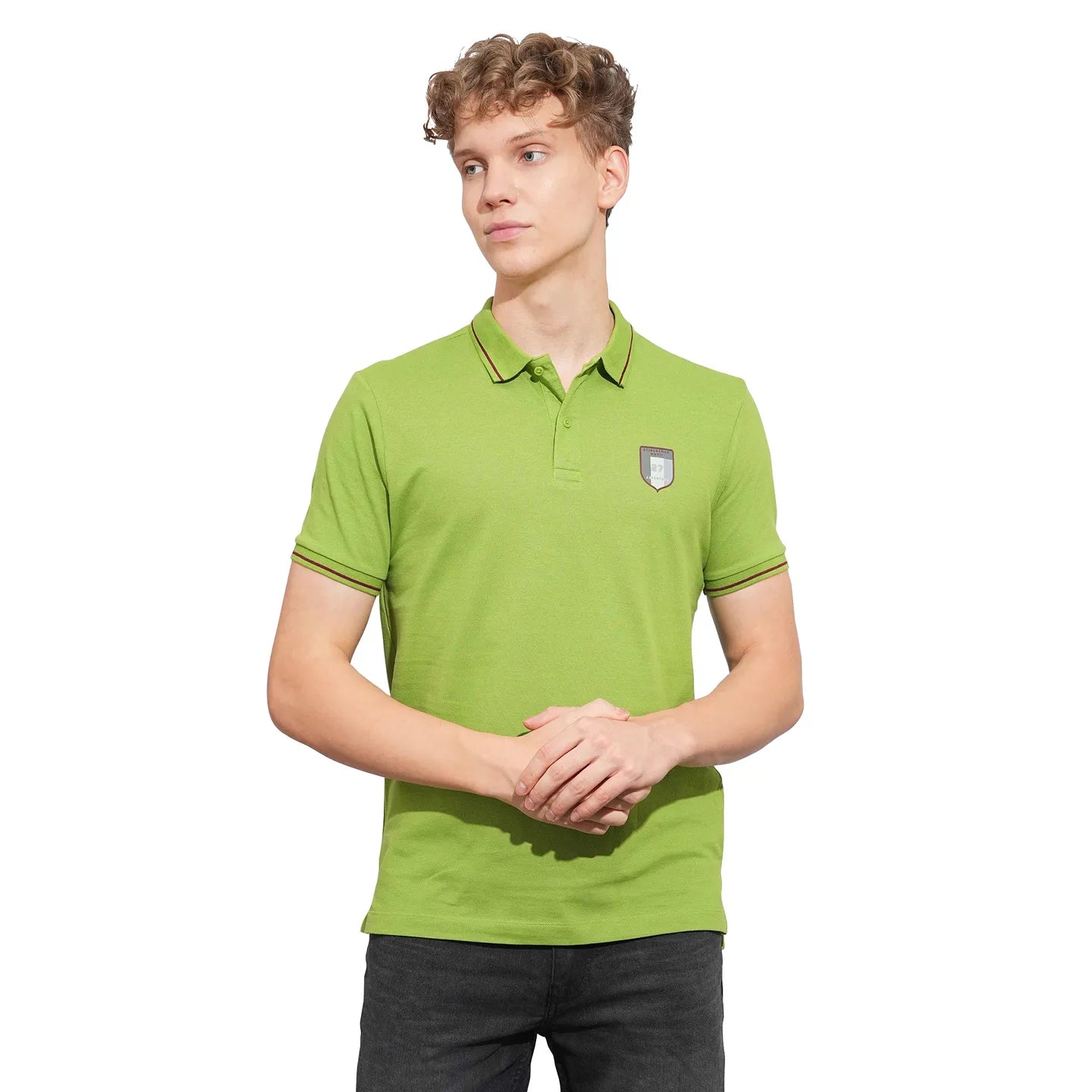 Green Regular Fit Men's Polo T-Shirt by Being Human Clothing