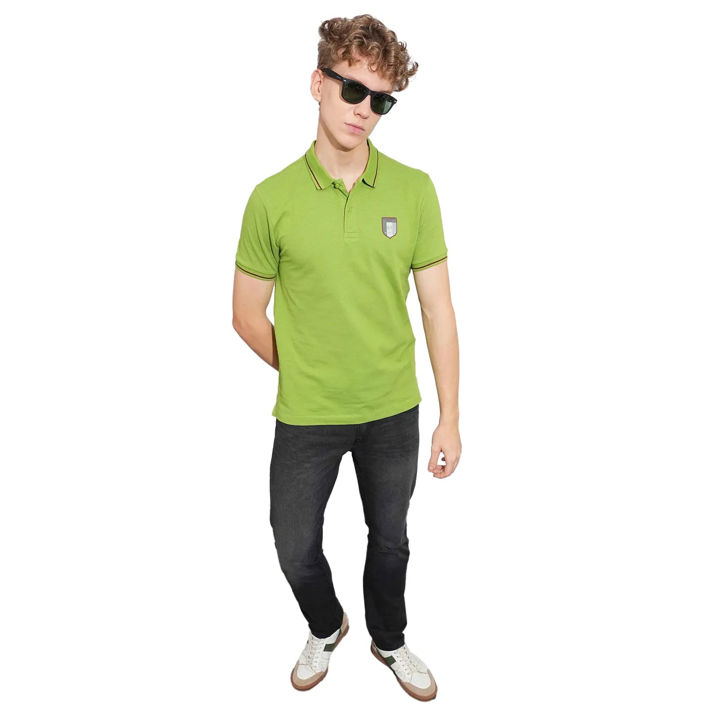Green Regular Fit Men's Polo T-Shirt by Being Human Clothing