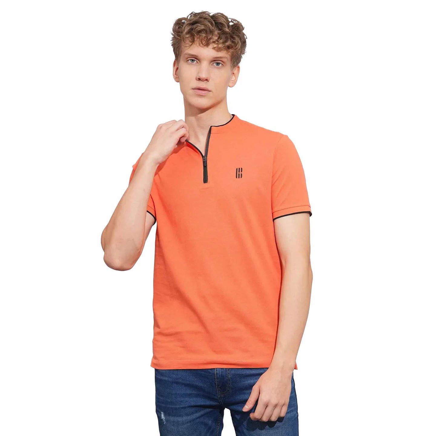 Orange Regular Fit Men's Polo T-Shirt by Being Human Clothing