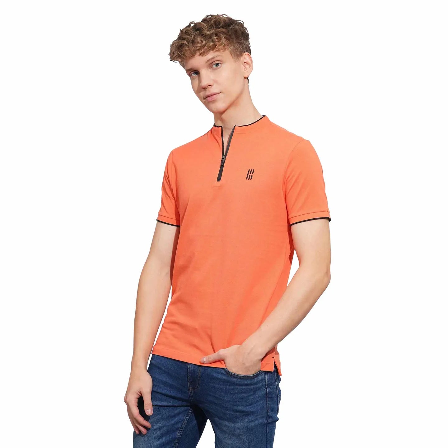 Orange Regular Fit Men's Polo T-Shirt by Being Human Clothing