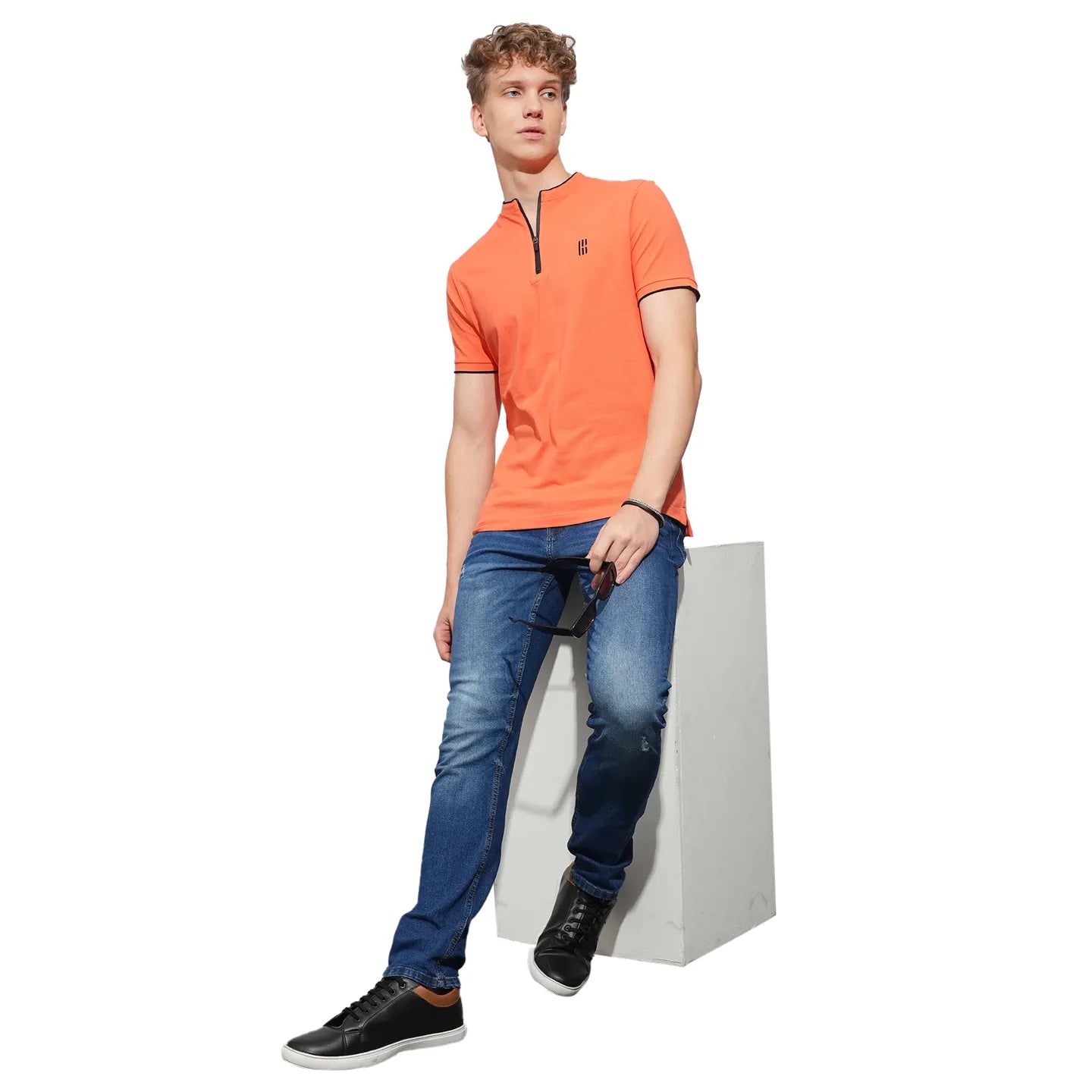 Orange Regular Fit Men's Polo T-Shirt by Being Human Clothing