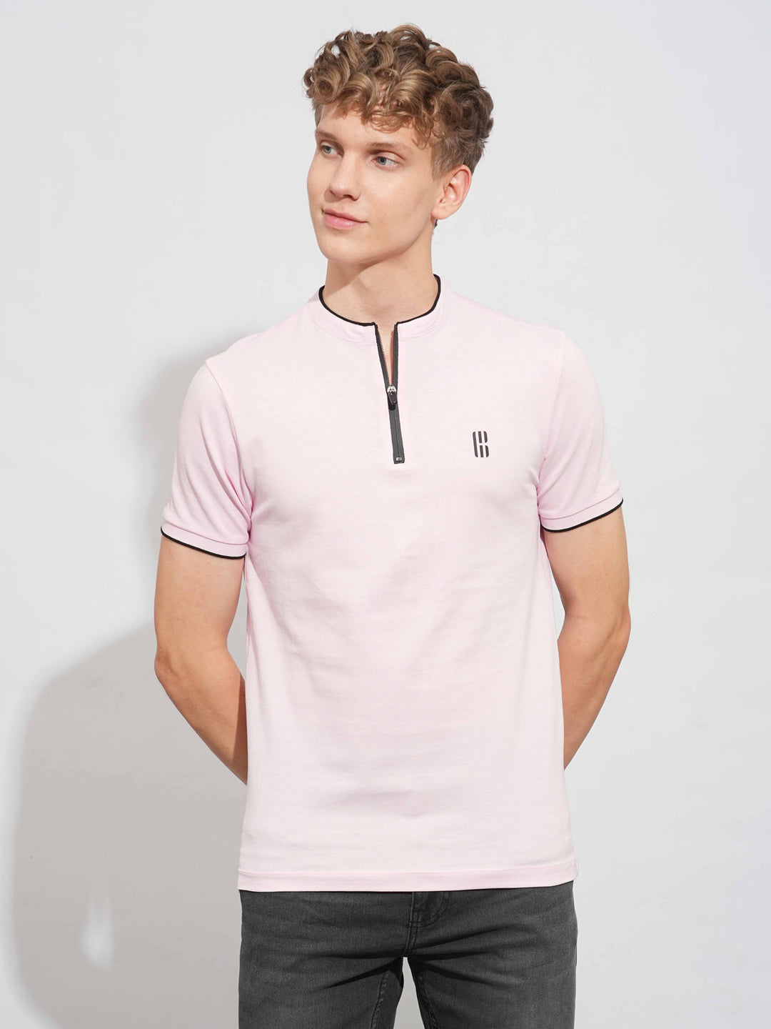 Pink Regular Fit Men's Polo T-Shirt by Being Human Clothing