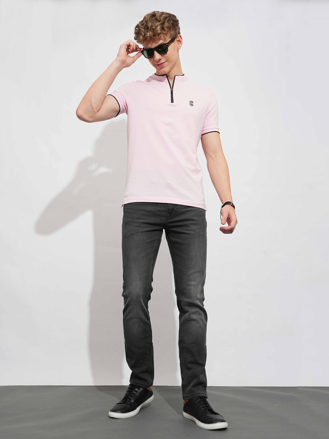 Pink Regular Fit Men's Polo T-Shirt by Being Human Clothing