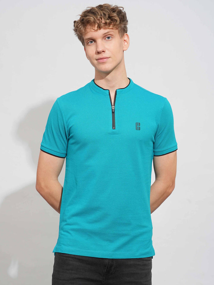 Teal Regular Fit Men's Polo T-Shirt