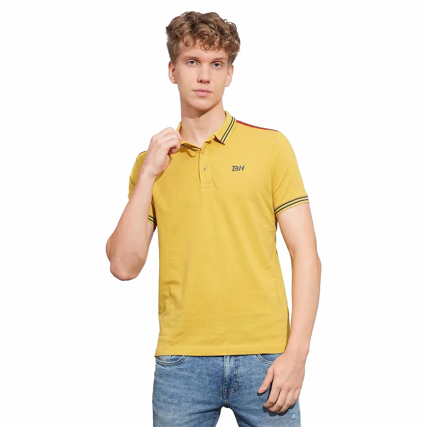 Khaki Regular Fit Men's Polo T-Shirt by Being Human Clothing