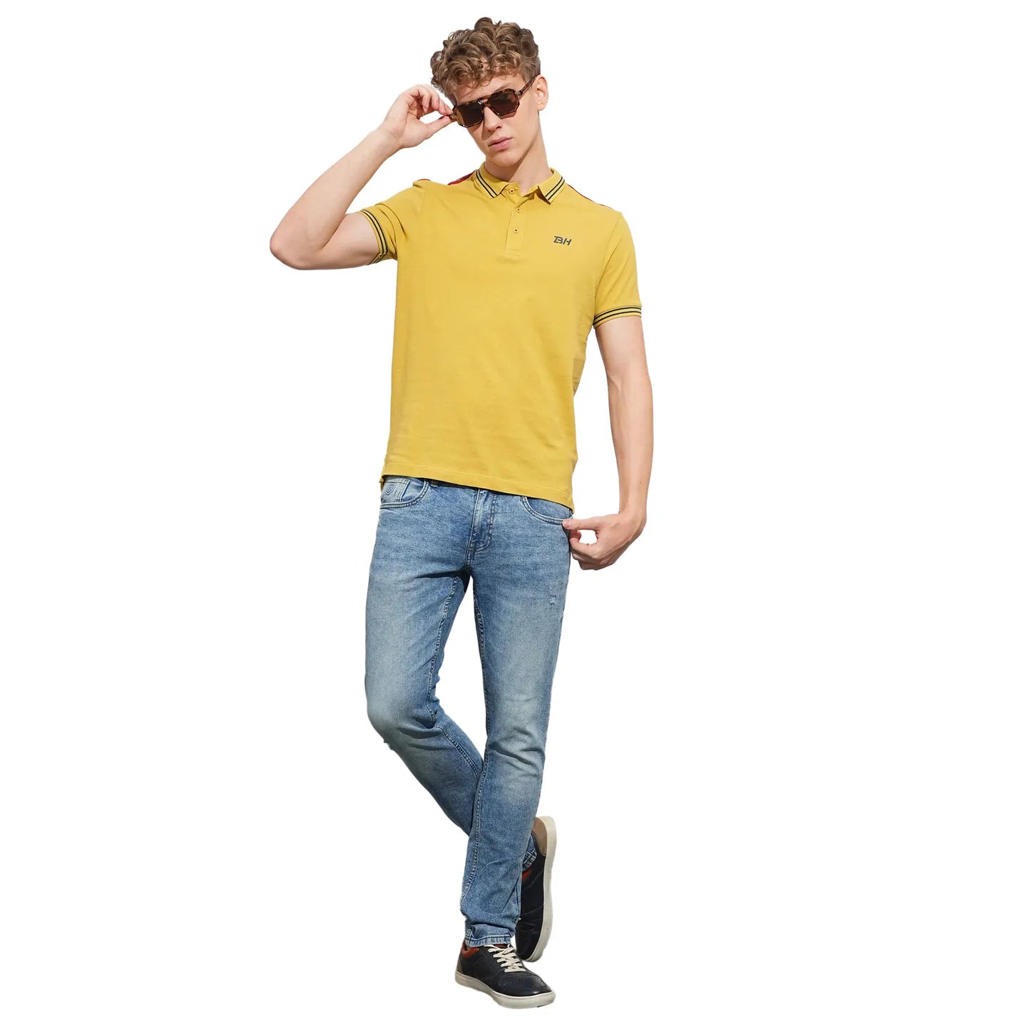 Khaki Regular Fit Men's Polo T-Shirt by Being Human Clothing