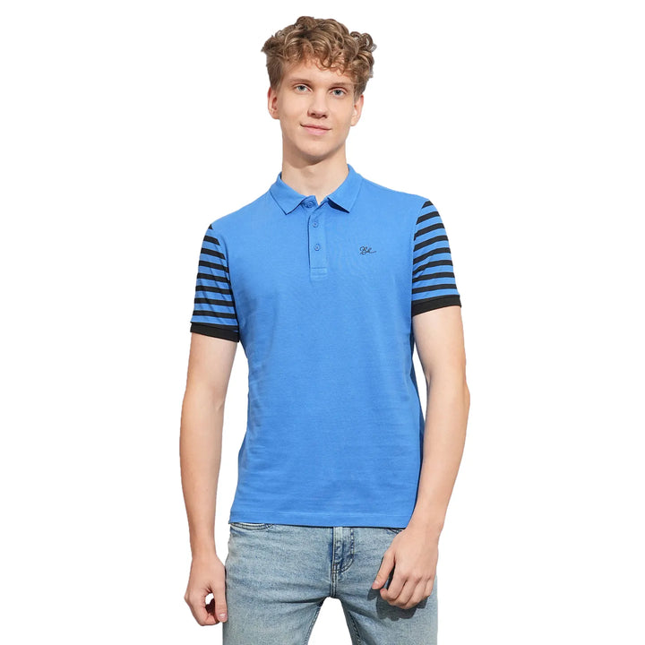 Blue Regular Fit Men's Polo T-Shirt by Being Human Clothing