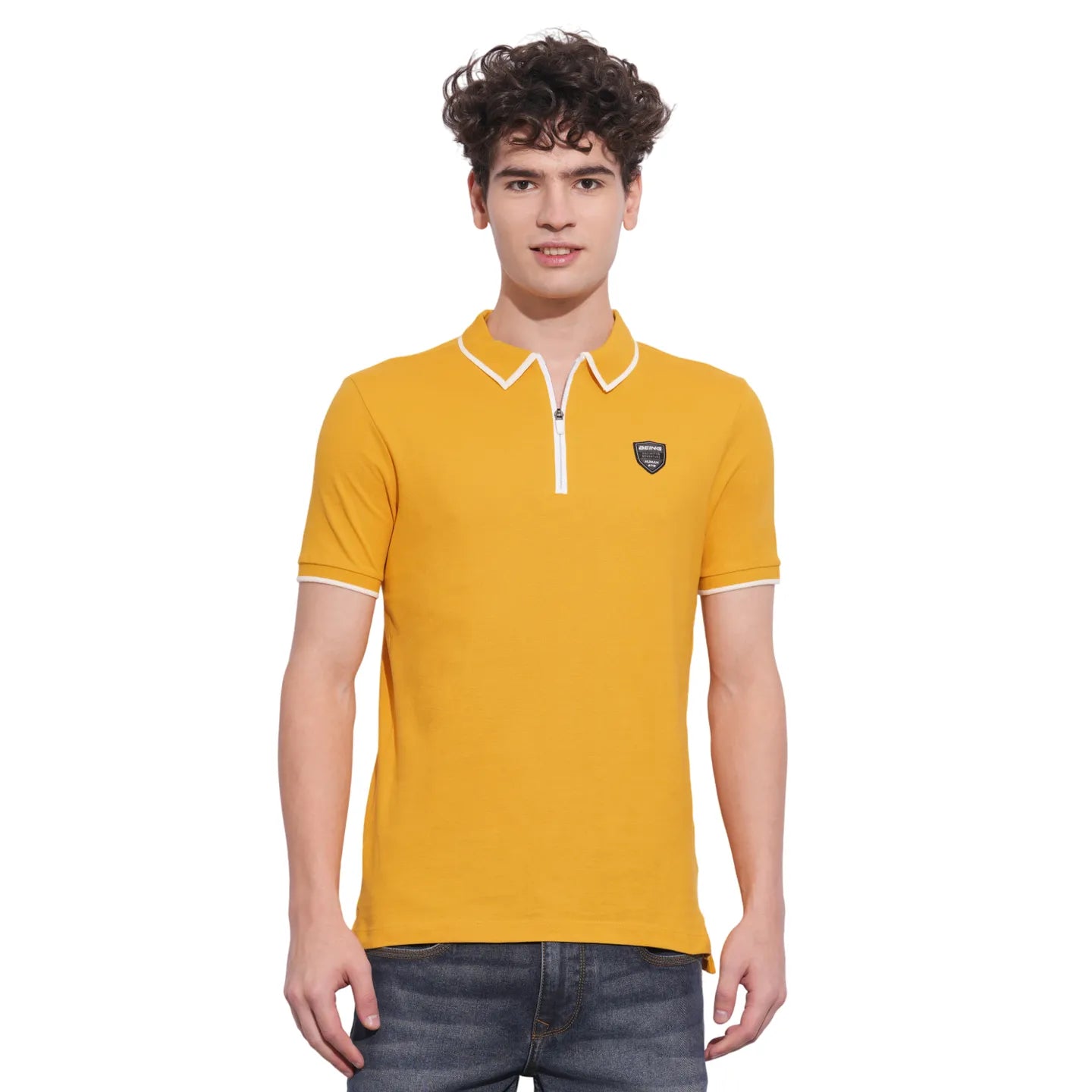 Being Human Clothing Mens-Top Polo Neck Mustard