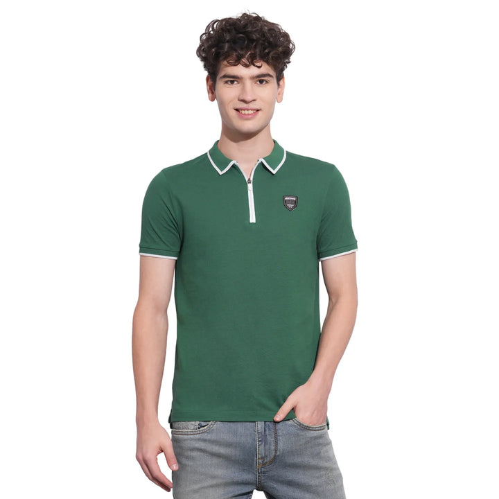 Green Regular Fit Men's Polo T-Shirt by Being Human Clothing