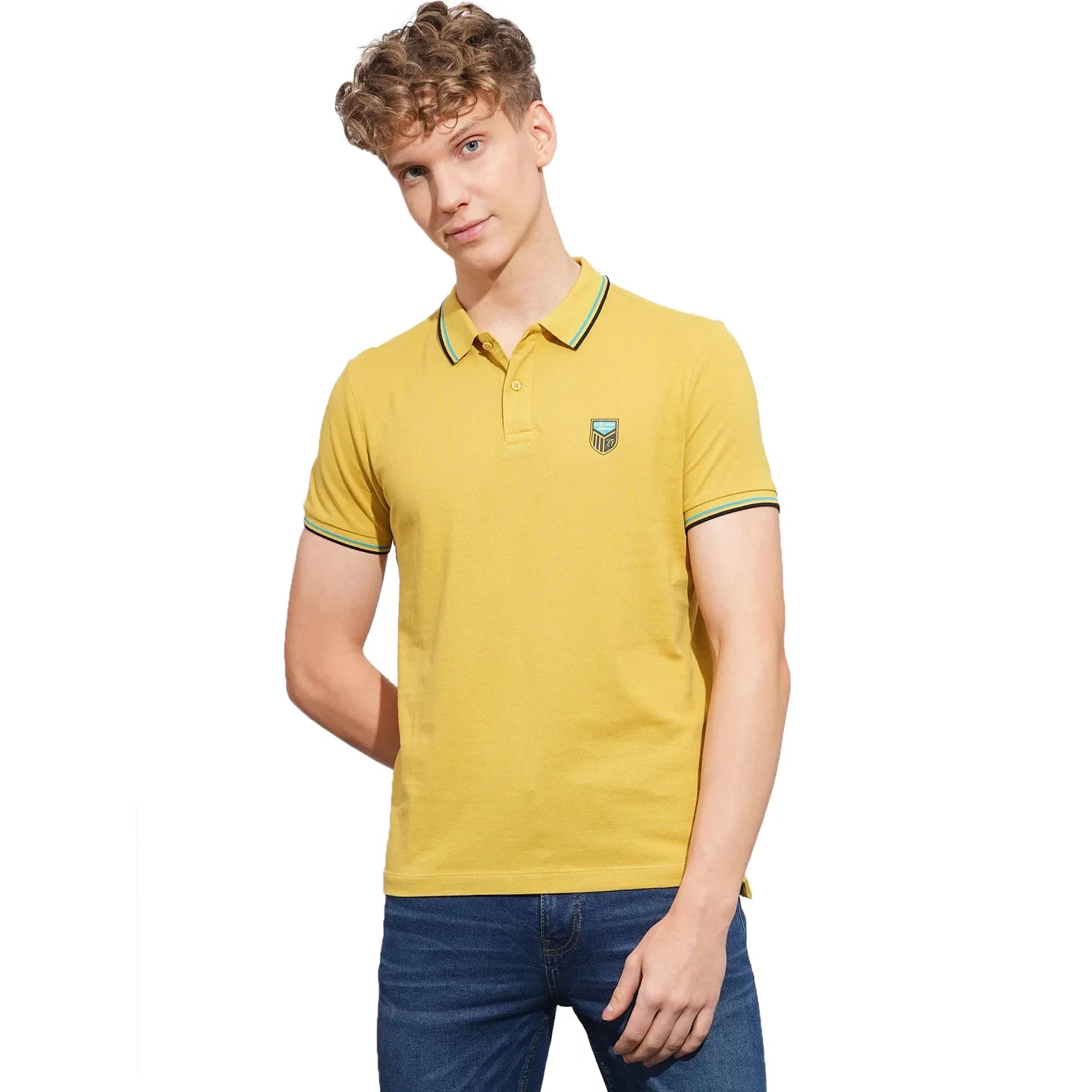Khaki Regular Fit Men's Polo T-Shirt by Being Human Clothing