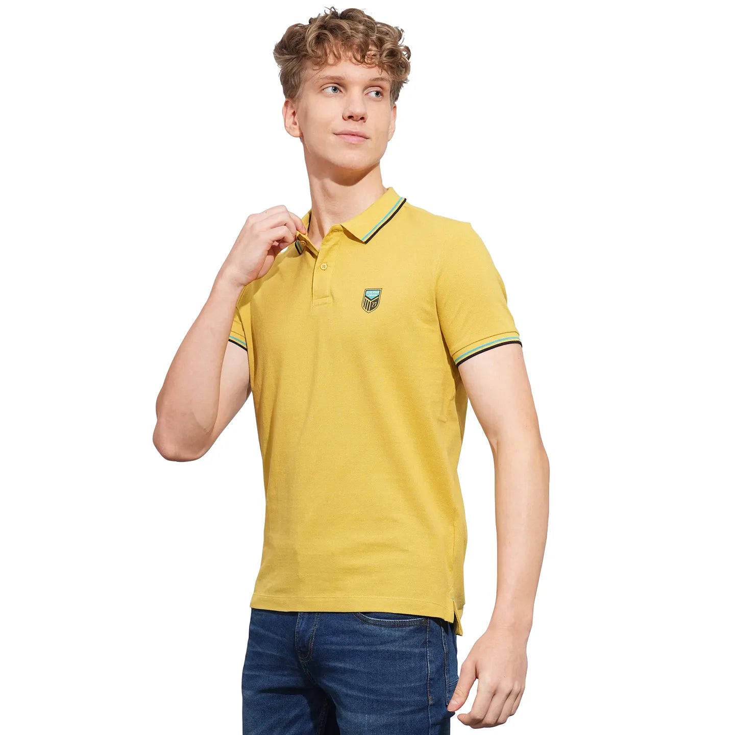 Khaki Regular Fit Men's Polo T-Shirt by Being Human Clothing