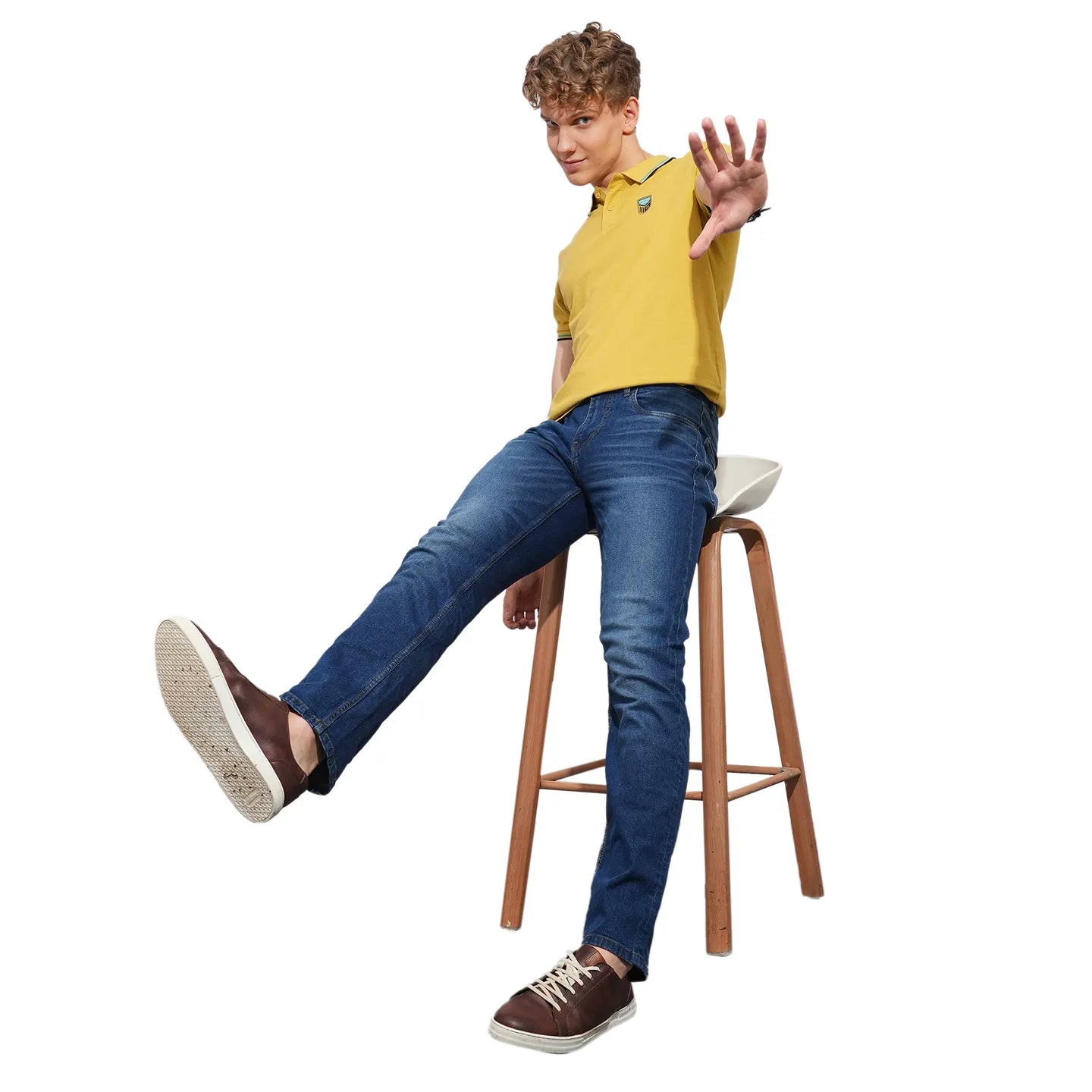 Khaki Regular Fit Men's Polo T-Shirt by Being Human Clothing