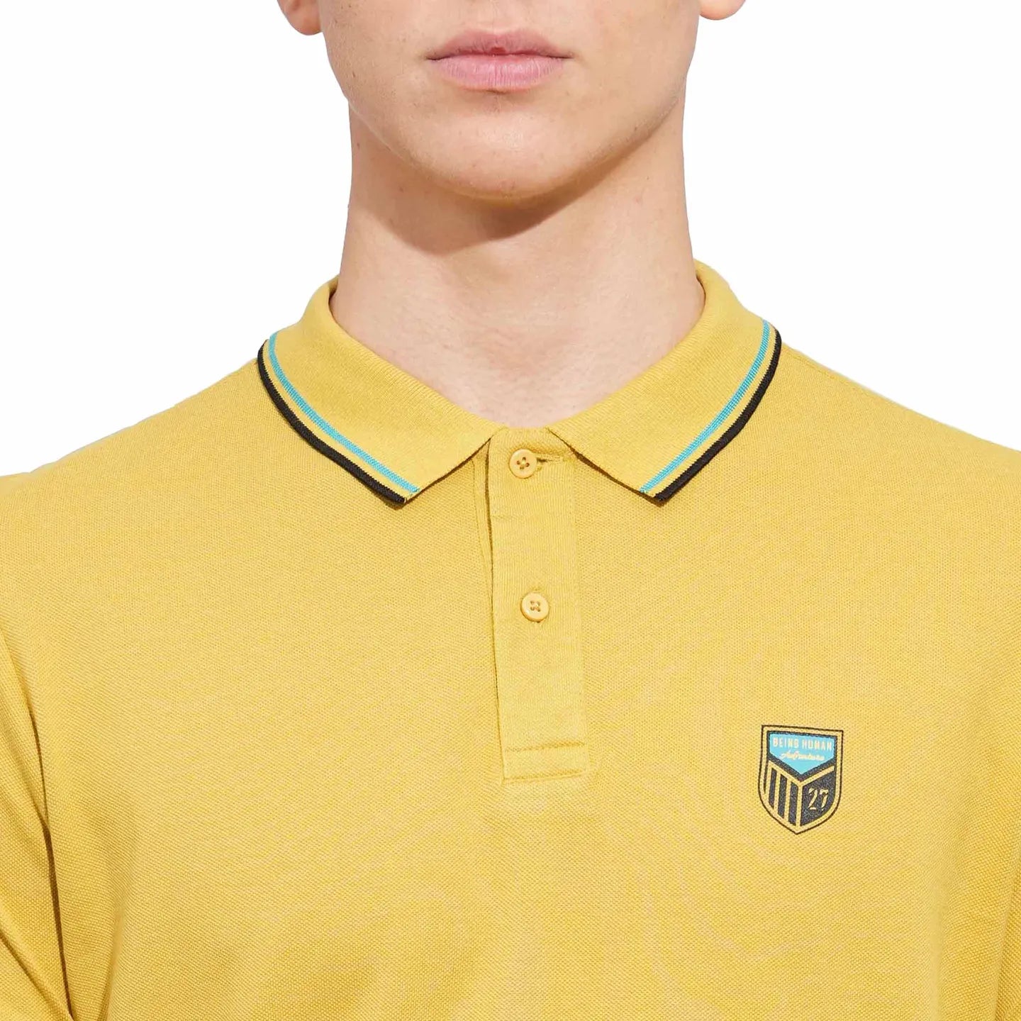 Khaki Regular Fit Men's Polo T-Shirt by Being Human Clothing