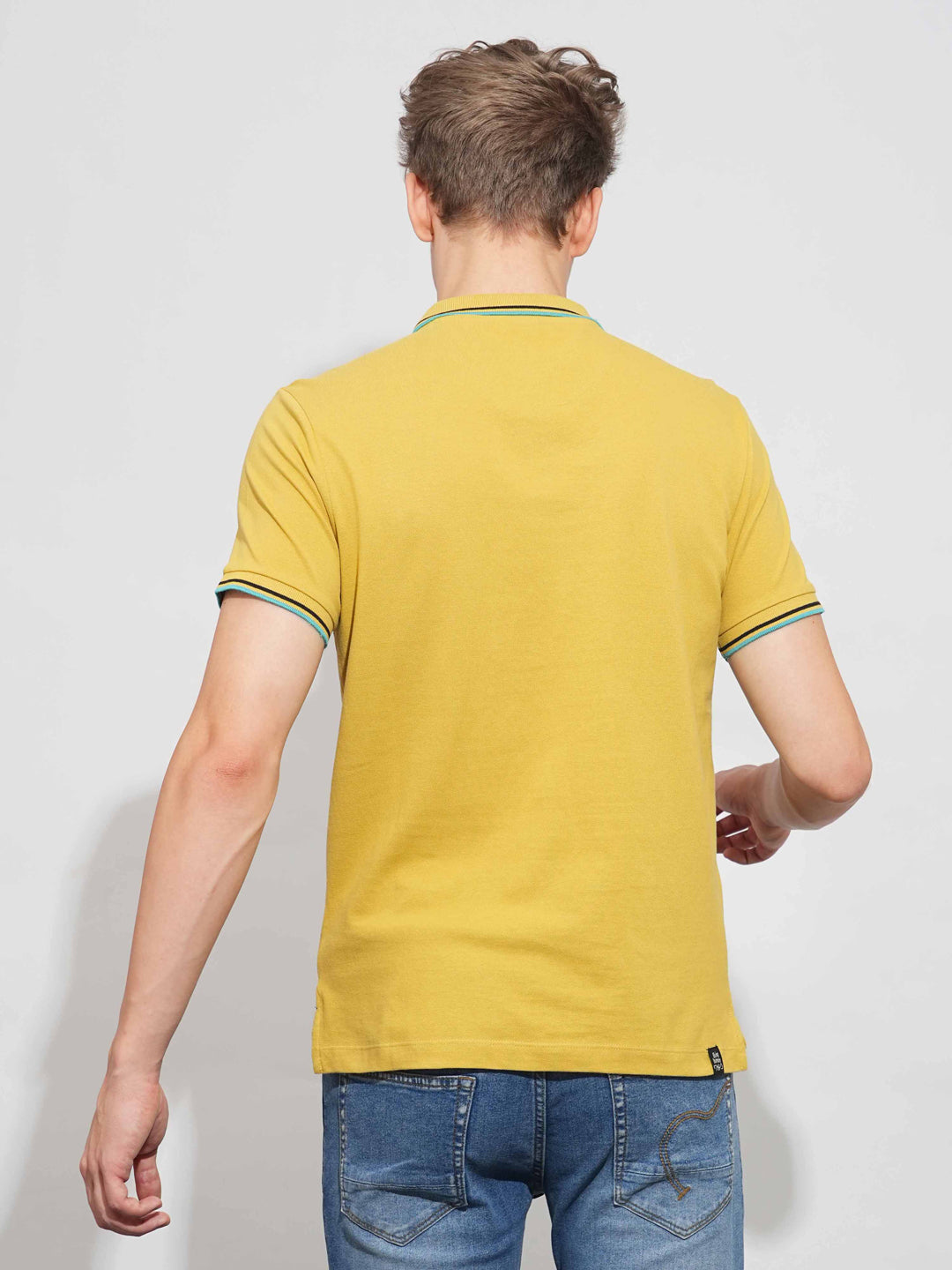 Khaki Regular Fit Men's Polo T-Shirt by Being Human Clothing