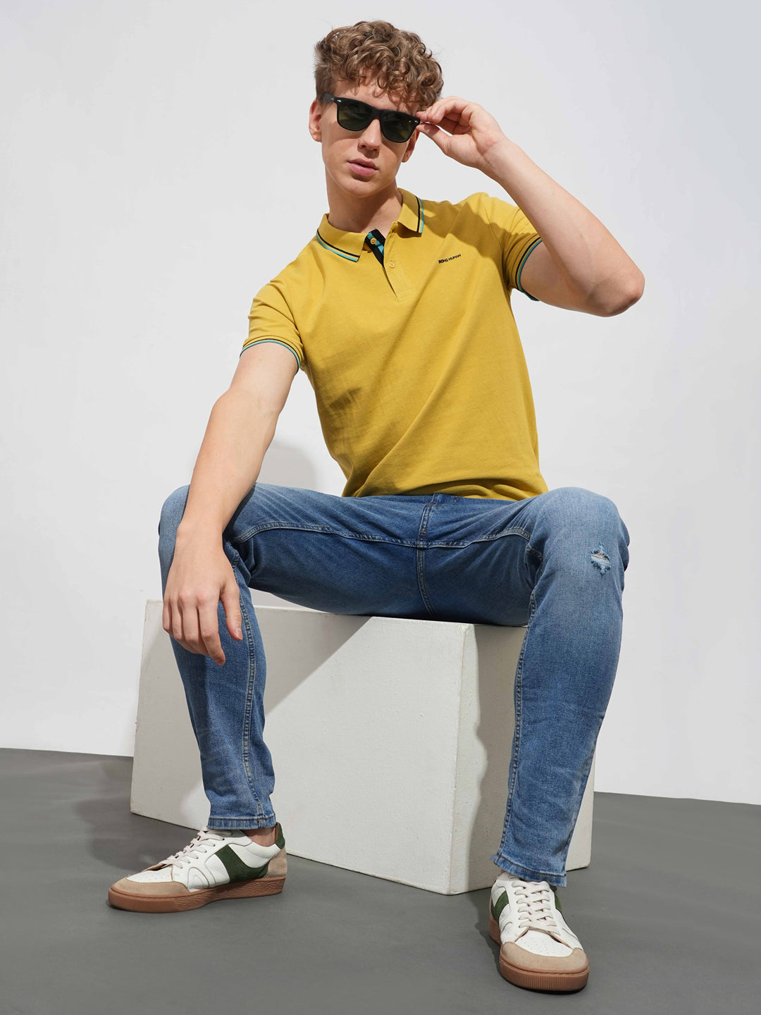 Khaki Regular Fit Men's Polo T-Shirt by Being Human Clothing