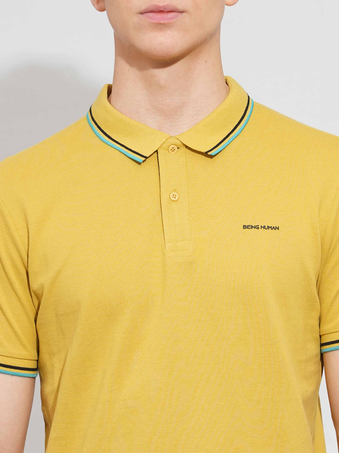 Khaki Regular Fit Men's Polo T-Shirt by Being Human Clothing