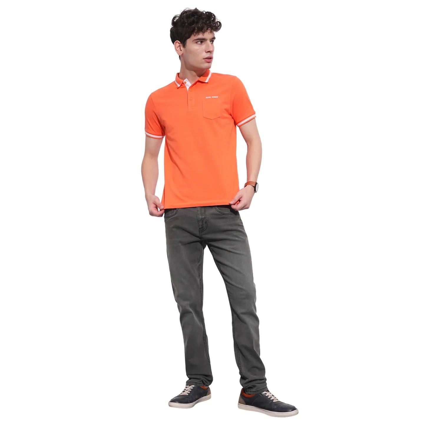 Being Human Clothing Mens-Top Polo Neck Lt_Orange