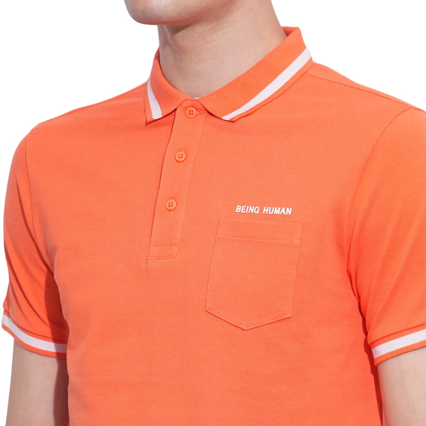 Being Human Clothing Mens-Top Polo Neck Lt_Orange