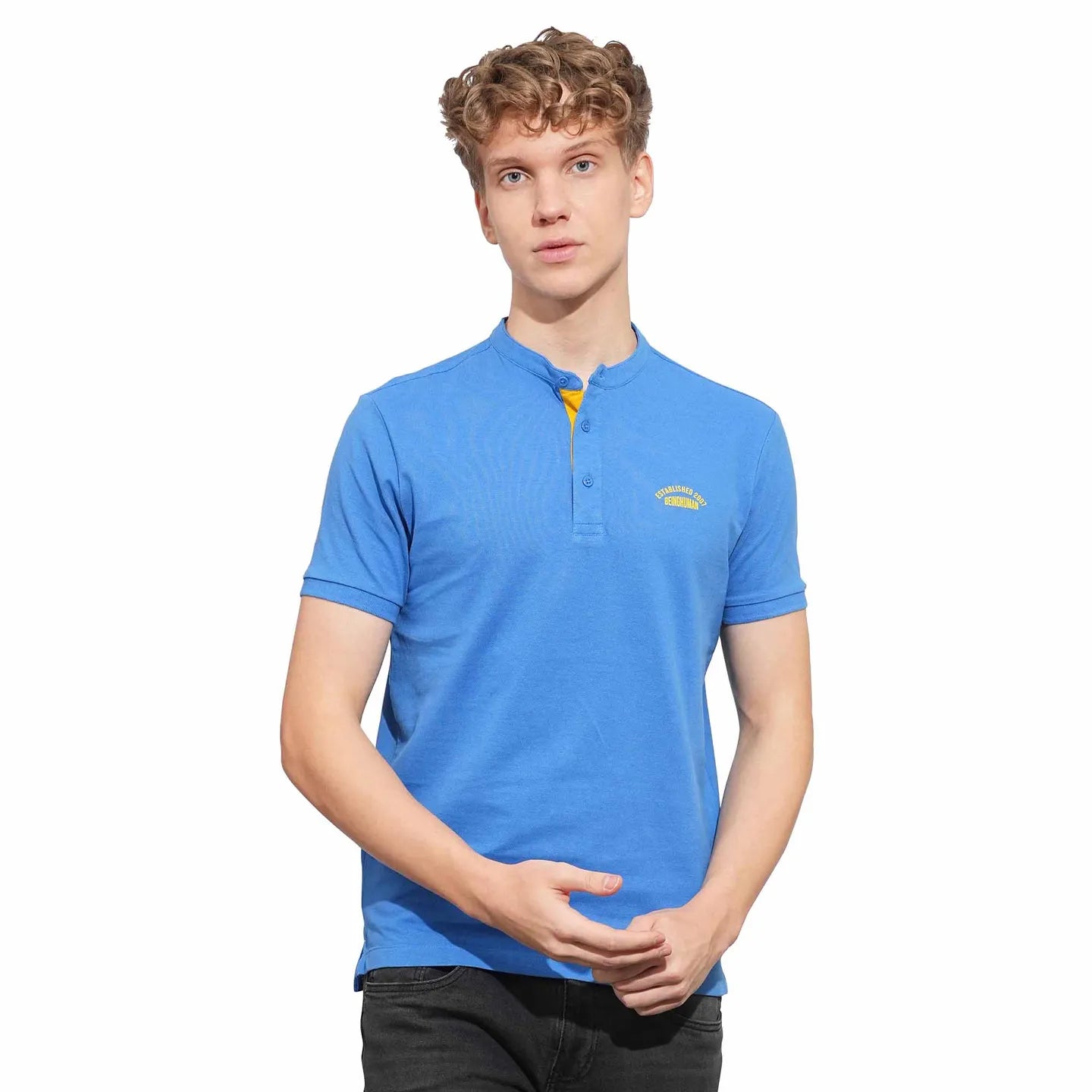 Being Human Clothing Mens-Top Polo Neck Blue