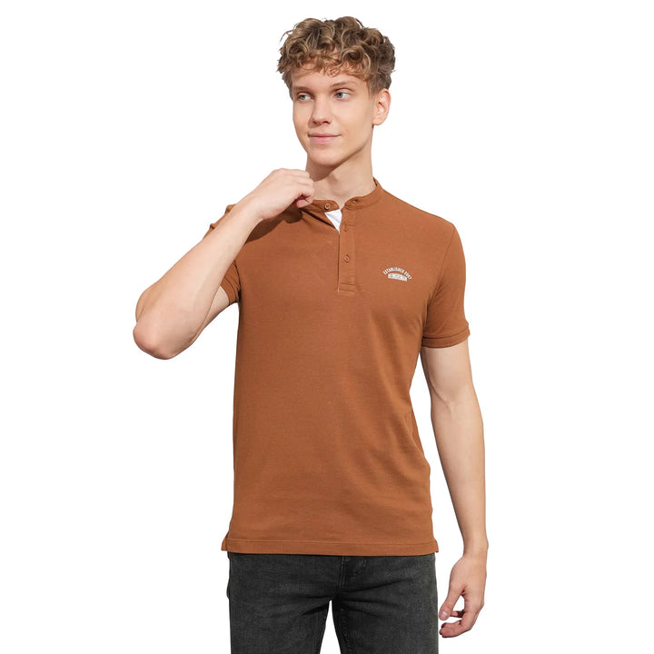Brown Regular Fit Men's Polo T-Shirt