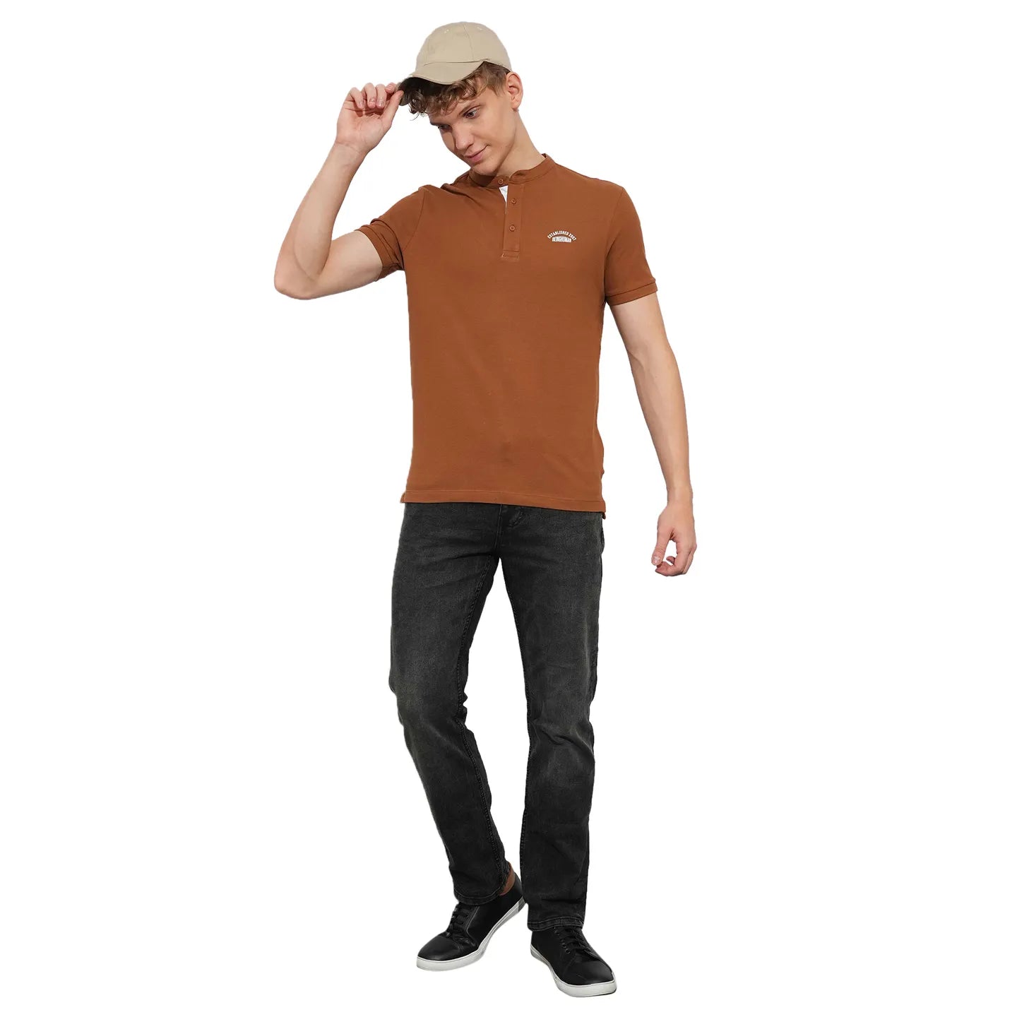 Brown Regular Fit Men's Polo T-Shirt by Being Human Clothing