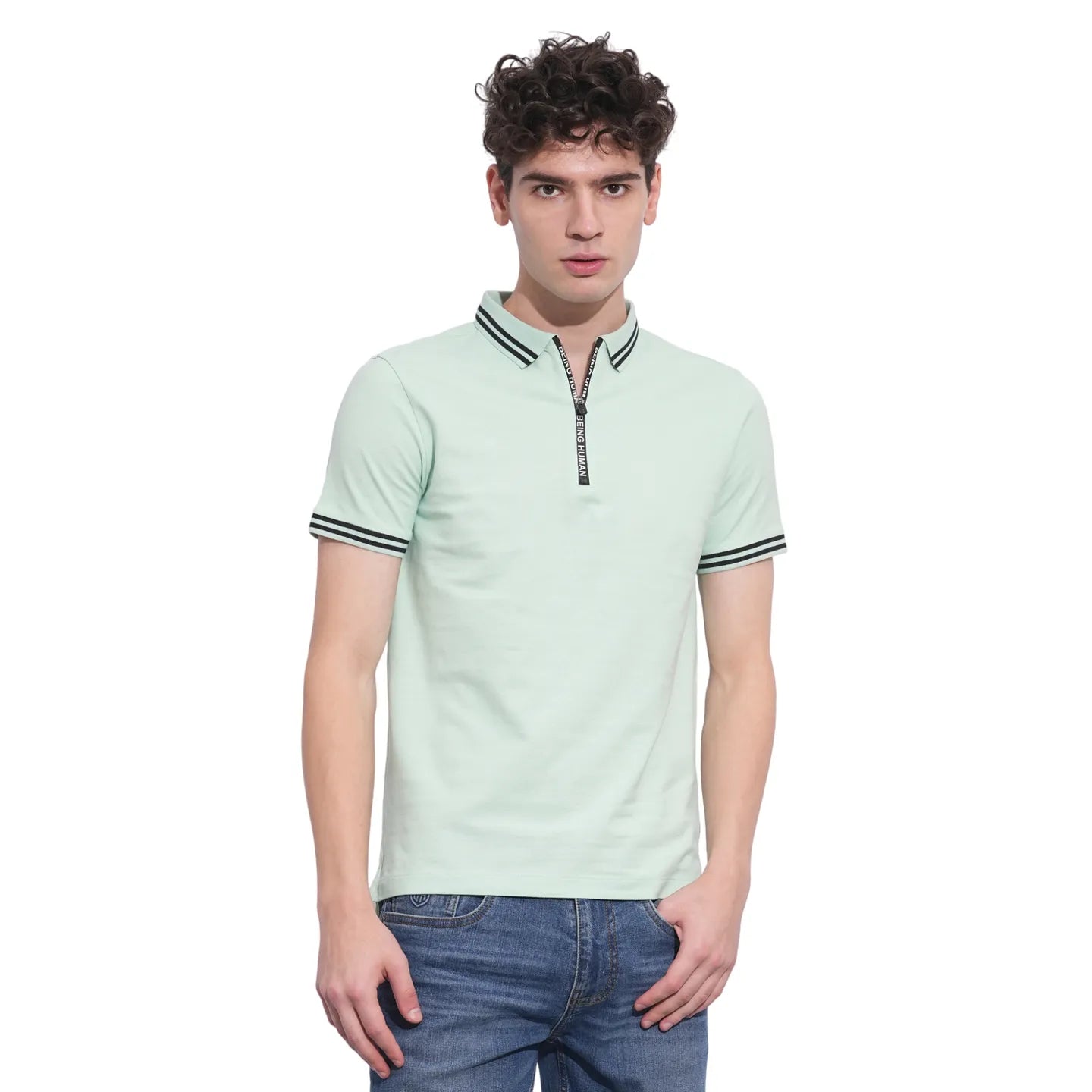 Being Human Clothing Mens-Top Polo Neck Mint