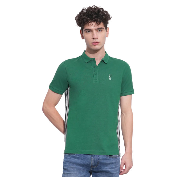 Green Regular Fit Men's Polo T-Shirt by Being Human Clothing