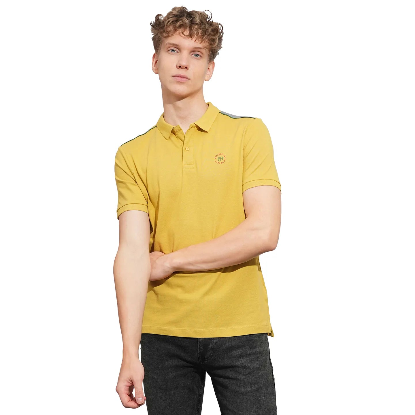 Being Human Clothing Mens-Top Polo Neck Khaki