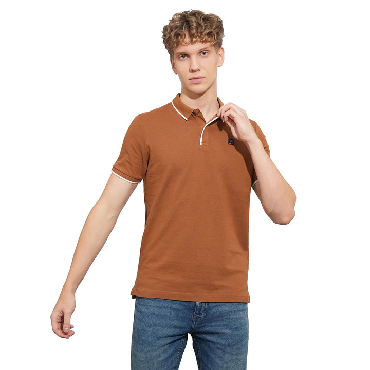 Brown Regular Fit Men's Polo T-Shirt