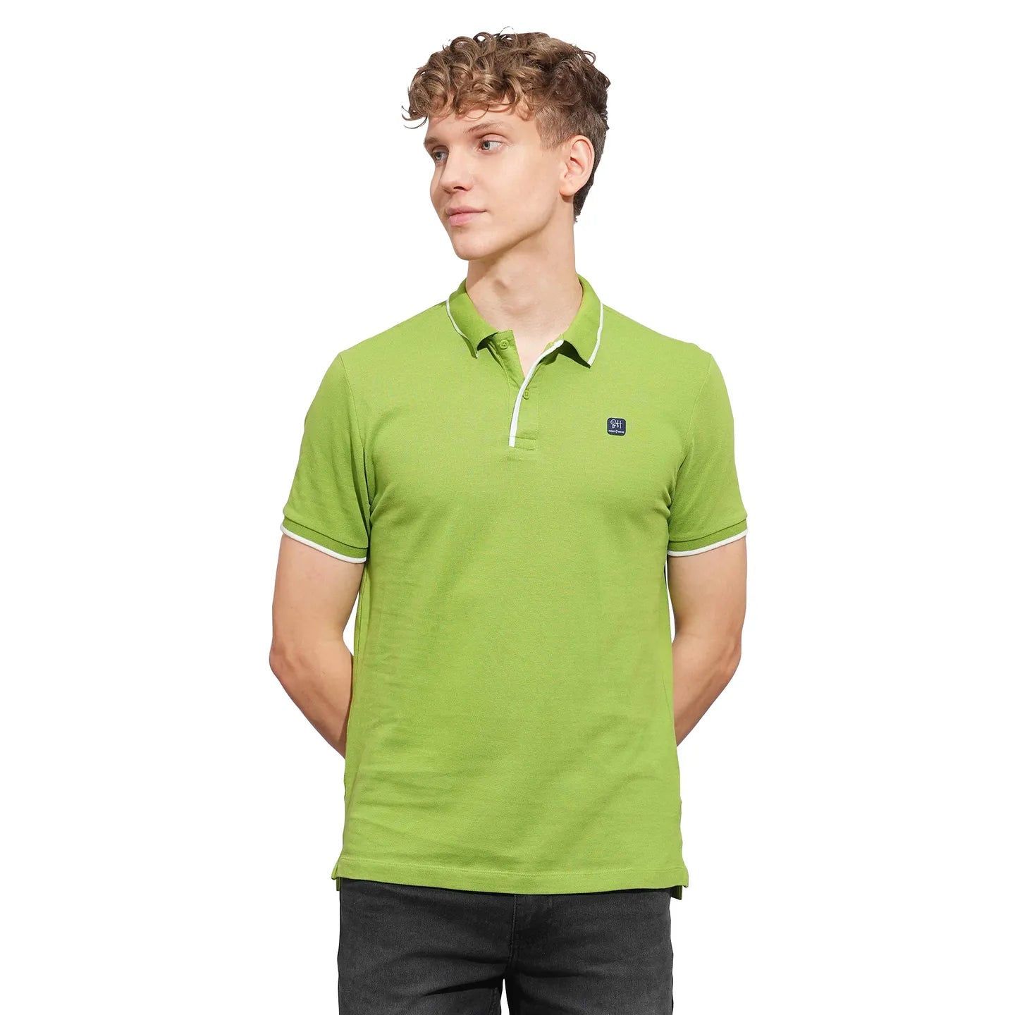 Green Regular Fit Men's Polo T-Shirt by Being Human Clothing