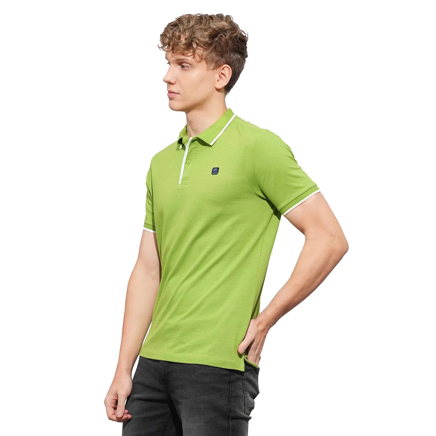 Green Regular Fit Men's Polo T-Shirt by Being Human Clothing