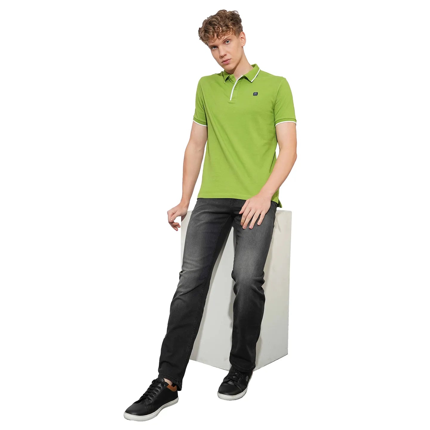 Green Regular Fit Men's Polo T-Shirt by Being Human Clothing