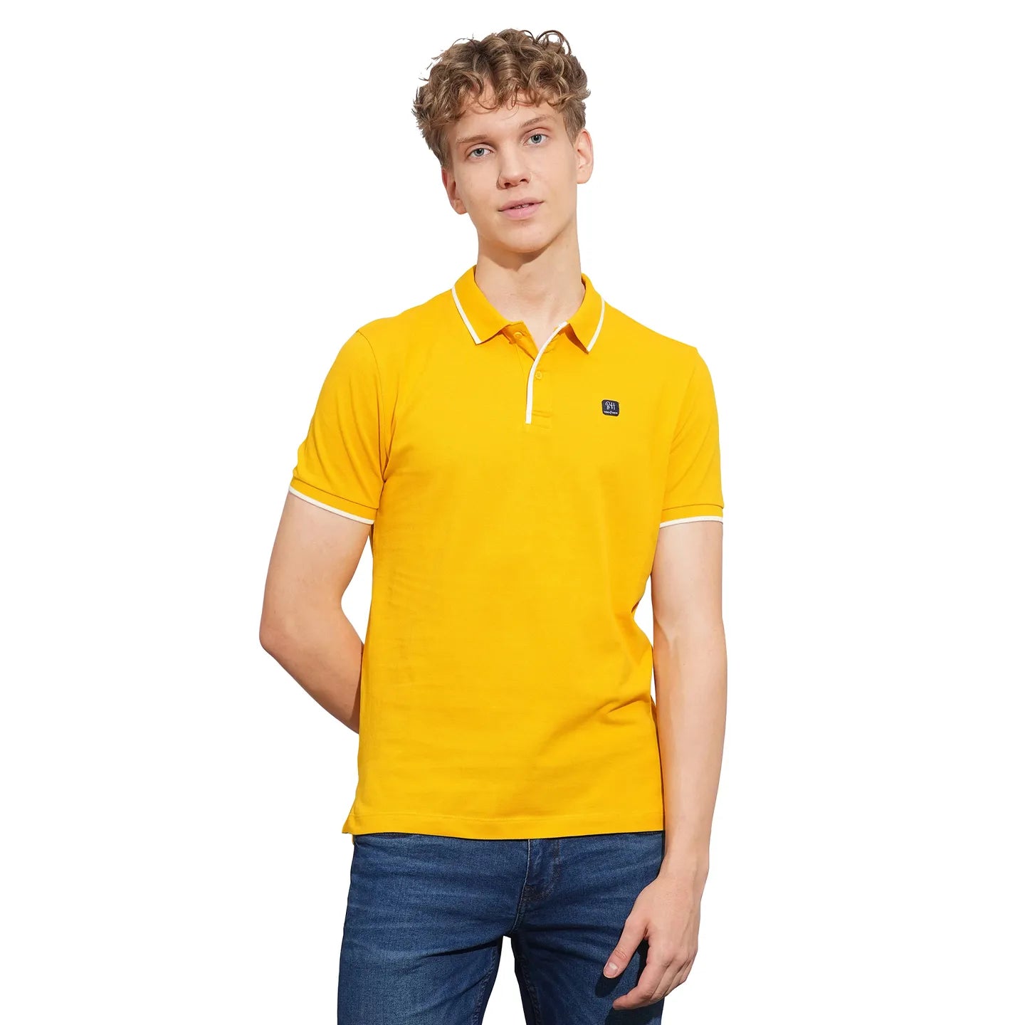 Mustard Regular Fit Men's Polo T-Shirt by Being Human Clothing