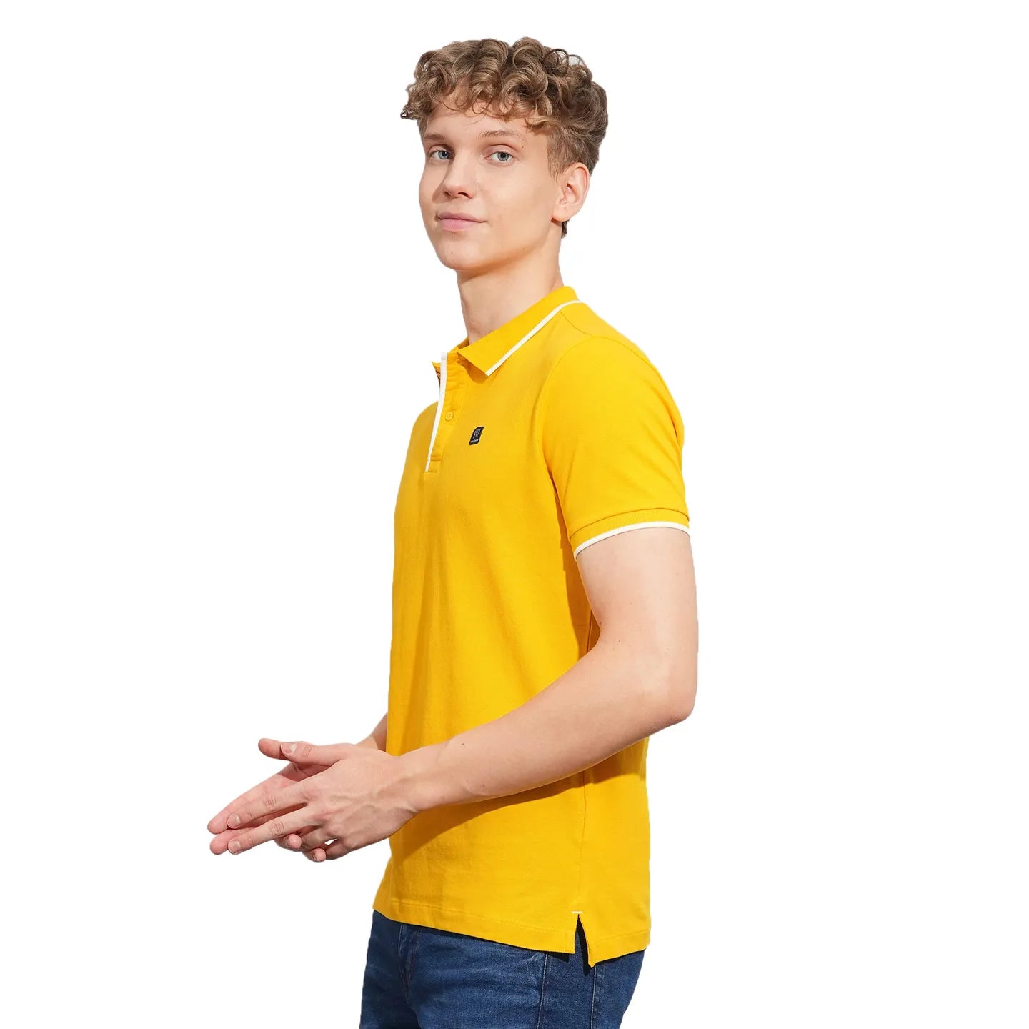 Mustard Regular Fit Men's Polo T-Shirt by Being Human Clothing