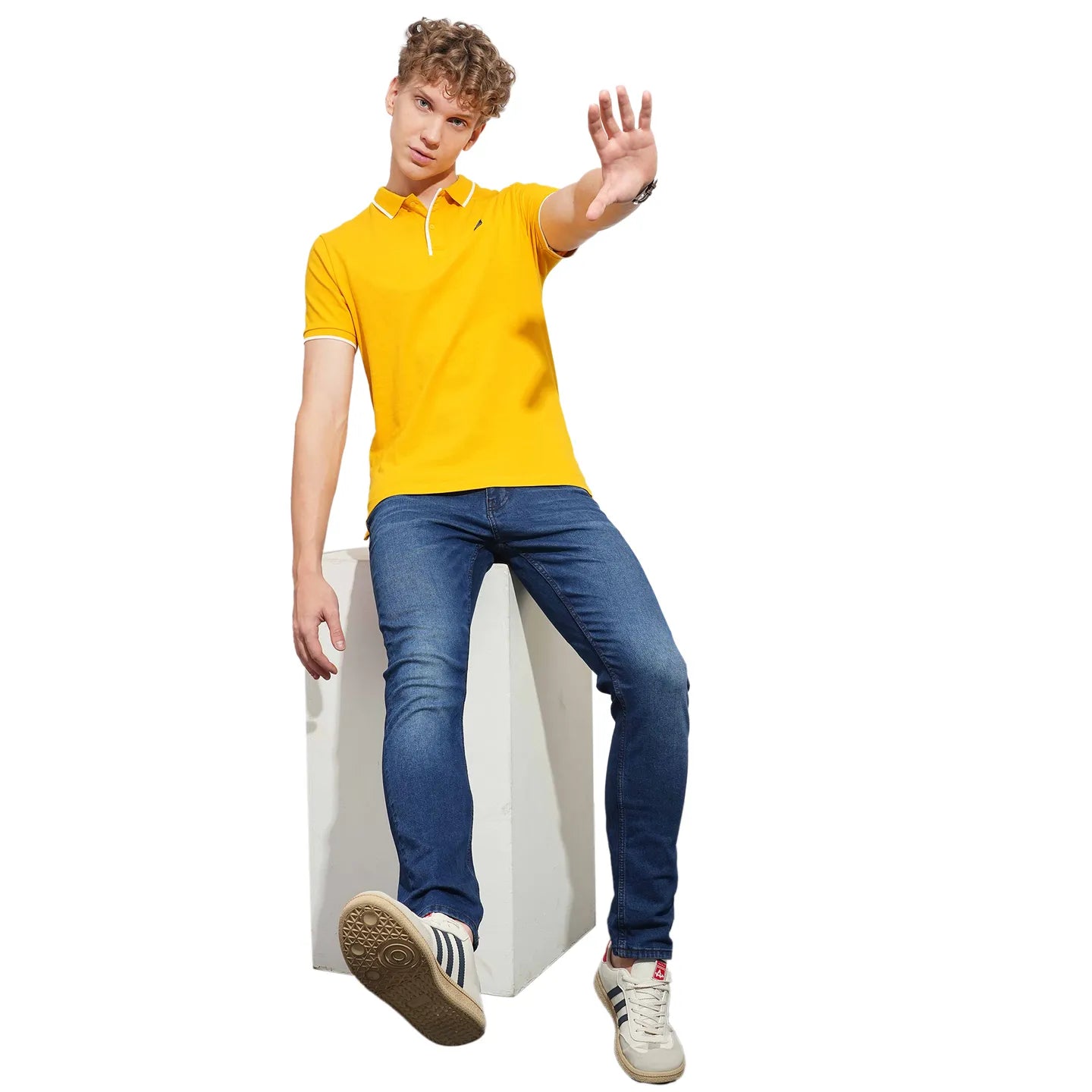 Mustard Regular Fit Men's Polo T-Shirt by Being Human Clothing