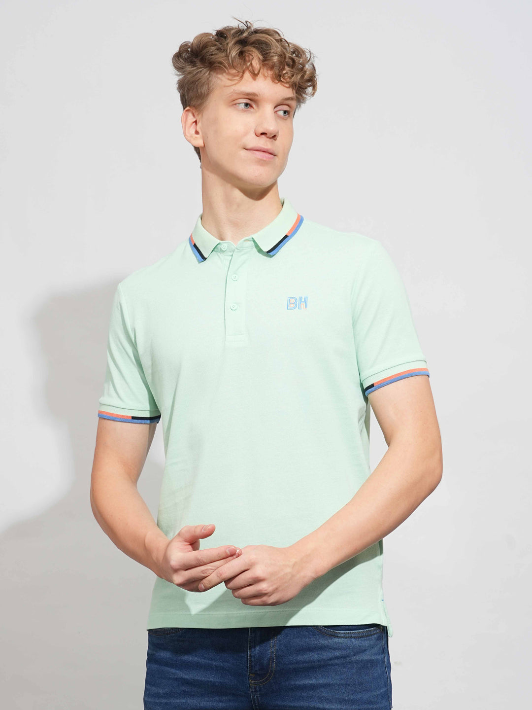 Mint Regular Fit Men's Polo T-Shirt by Being Human Clothing