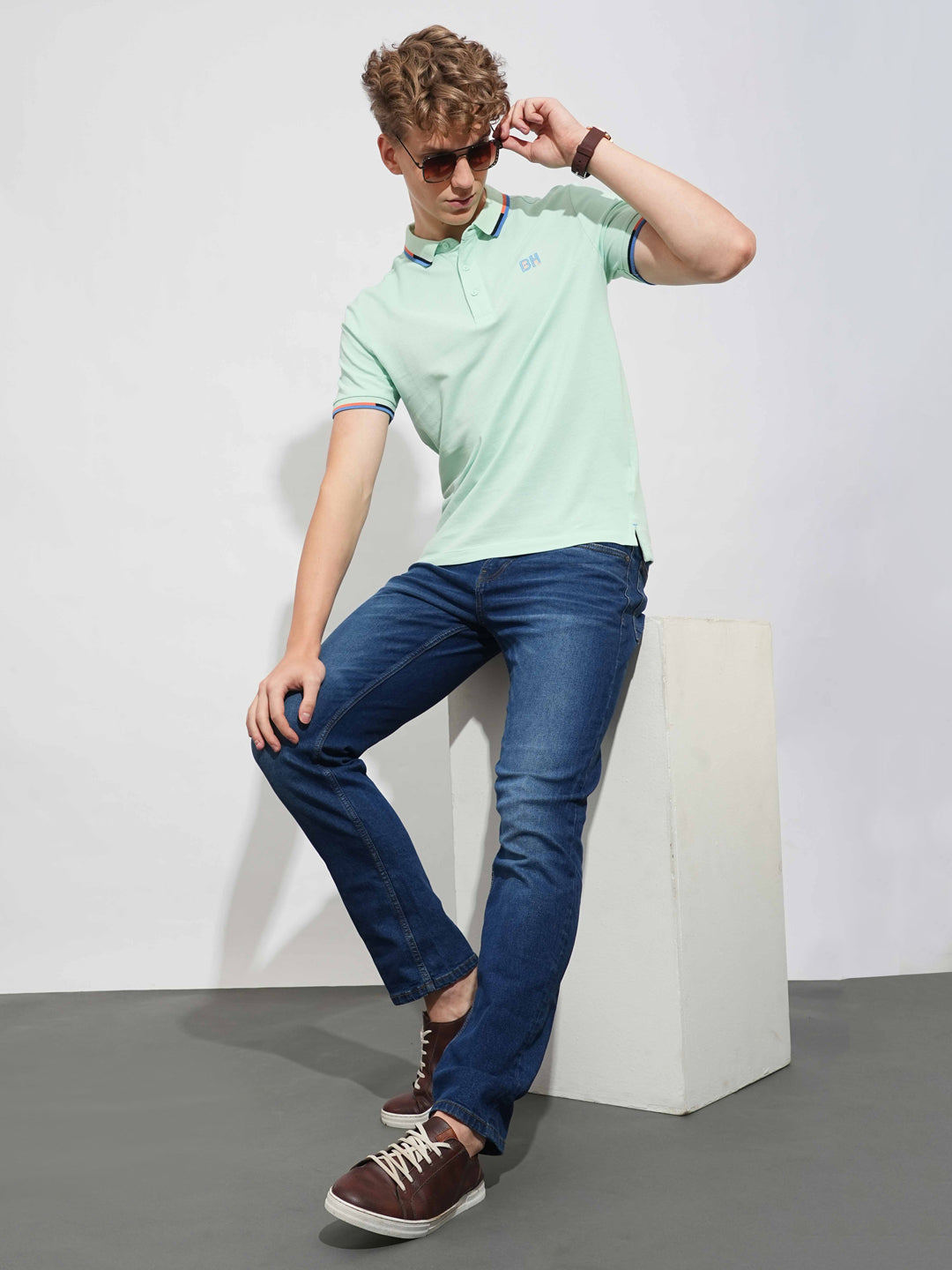 Mint Regular Fit Men's Polo T-Shirt by Being Human Clothing