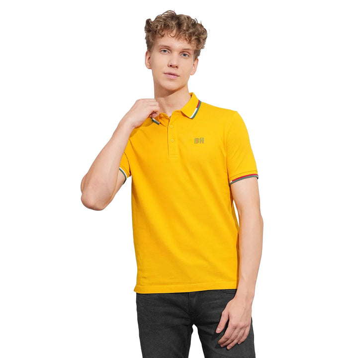 Mustard Regular Fit Men's Polo T-Shirt by Being Human Clothing