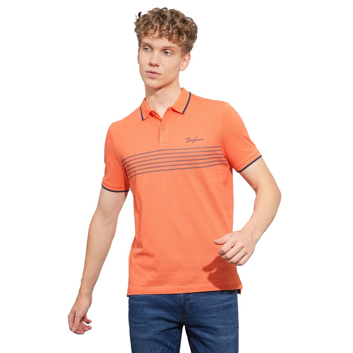 Light Orange Regular Fit Men's Polo T-Shirt by Being Human Clothing